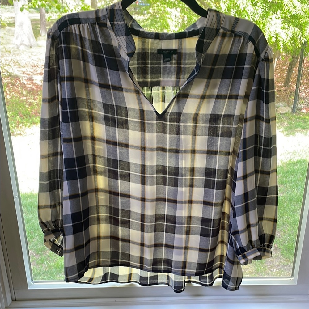 Plaid Women's Top - Black and White